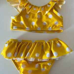 Cat & Jack Yellow and White Polka Dot Swimwear